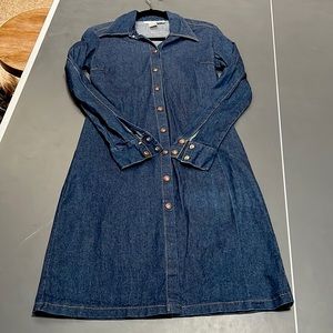EUC cool Vintage Stretch Denim Snap midi dress/jacket